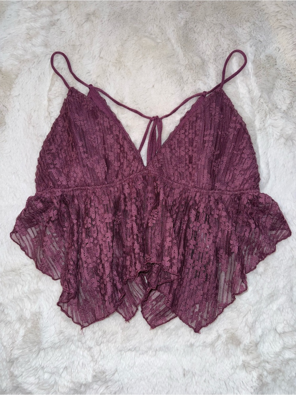 Urban Outfitters Lace Ruffle Cami Top - Mulberry